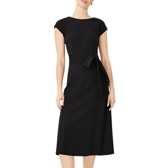 Ann Taylor Cap Sleeve Tie Waist Midi Dress