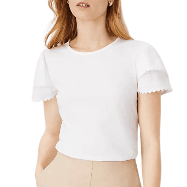 Ann Taylor Ric Rac Trim Pima Cotton Tee