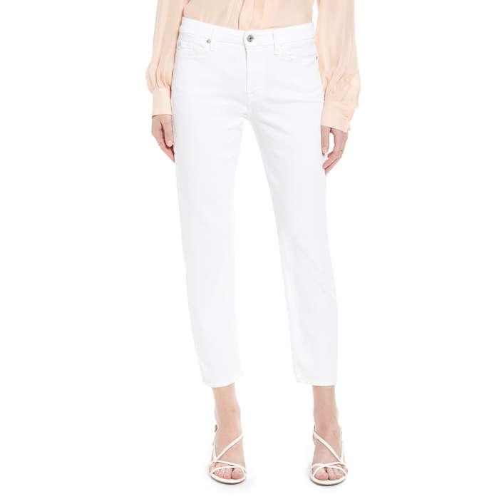 7 For All Mankind Kimmie Crop Skinny Jeans In Clean White