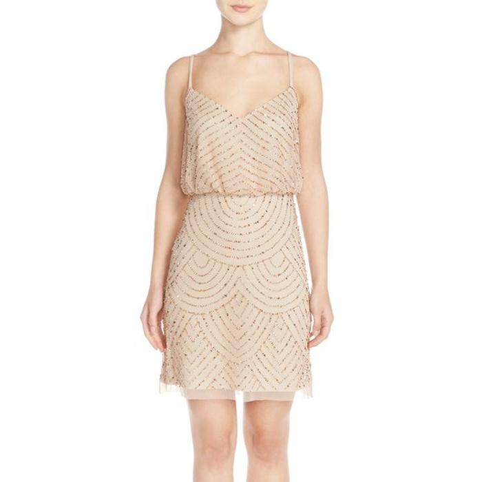 Adrianna Papell Sequin Mesh Blouson Dress