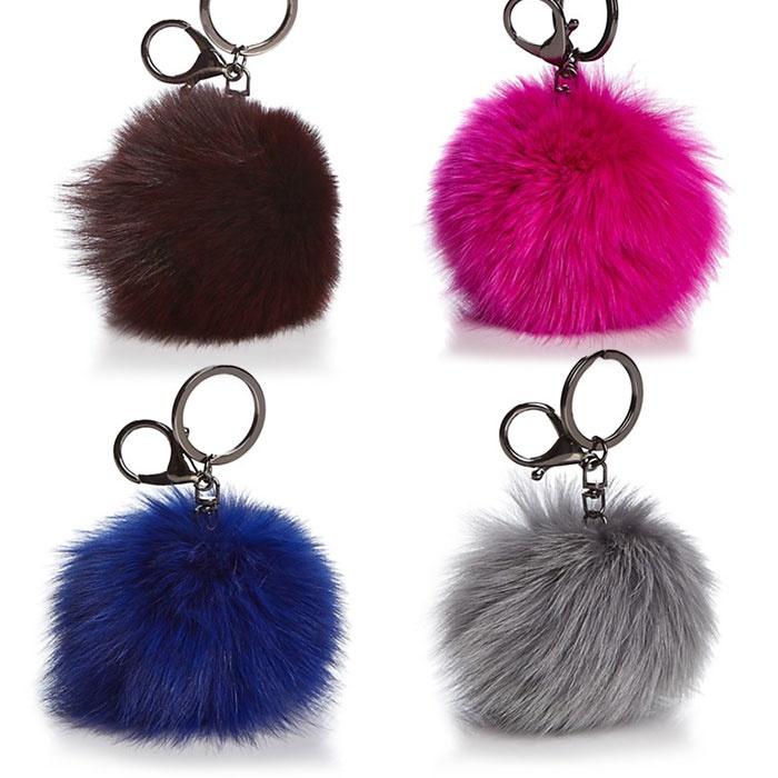 Adrienne Landau Fur Pom Pom Key Fob