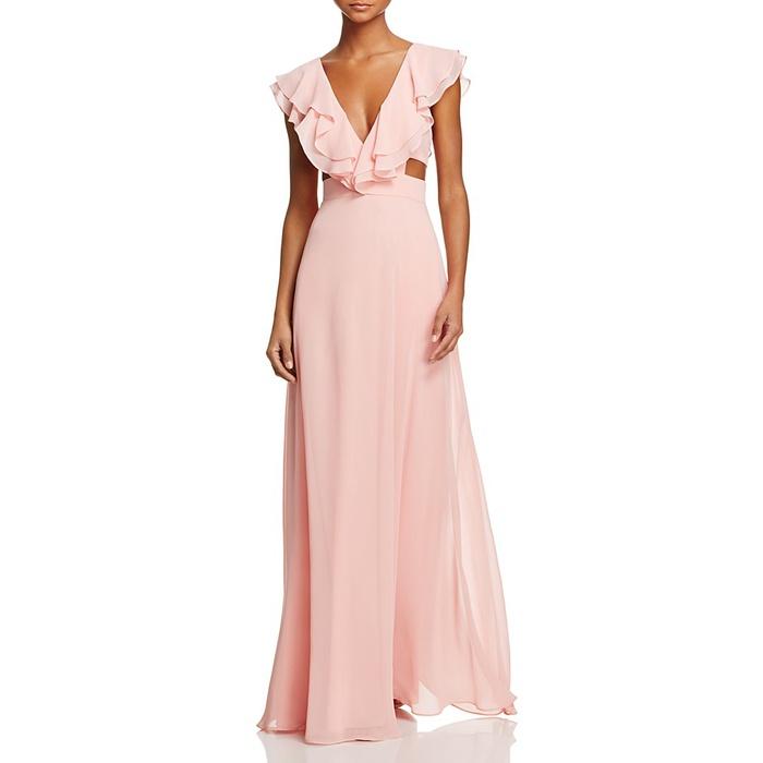 Aidan Aidan Ruffle Cutout Gown