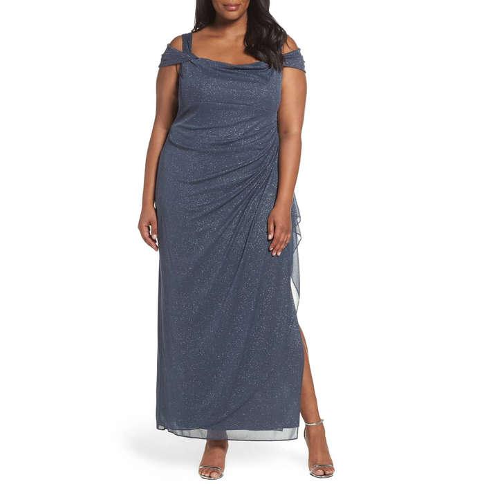 Alex Evenings Cold Shoulder Sheath Gown