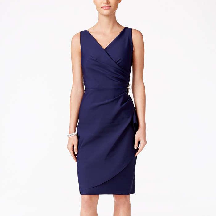 Alex Evenings Compression Embellished Ruched Sheath Dress