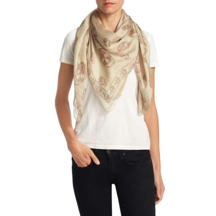 Alexander McQueen Classic Skull Silk Chiffon Scarf