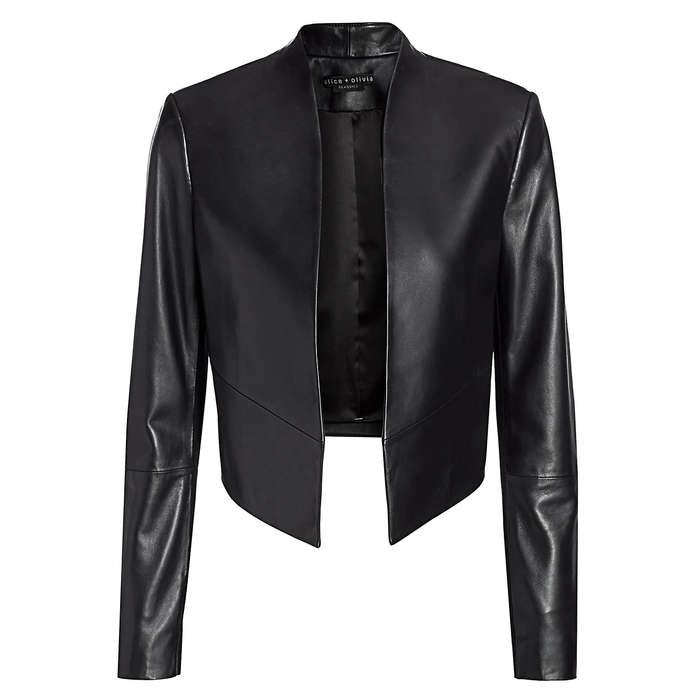 Alice + Olivia Harvey Open Leather Jacket