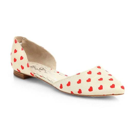 Alice + Olivia Hilary Heart-Print Canvas D'Orsay Flats