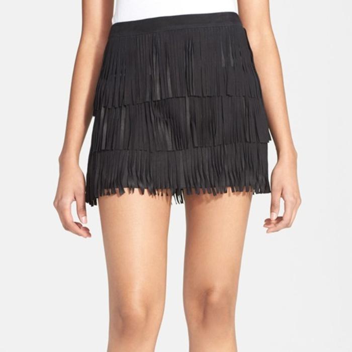 Alice + Olivia Lavana Suede Fringe Miniskirt