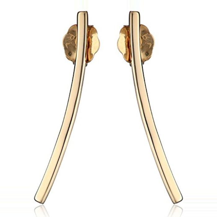 Amazon Collection 14k Yellow Gold Drop Bar Earrings