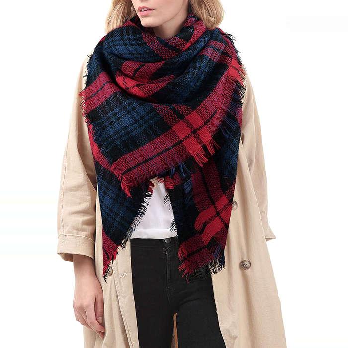 American Trends Classic Tassel Plaid Scarf