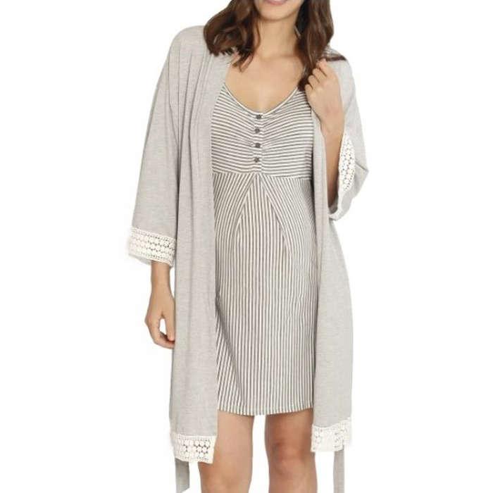 Angel Maternity Nursing/Maternity Dress, Robe & Baby Wrap Set