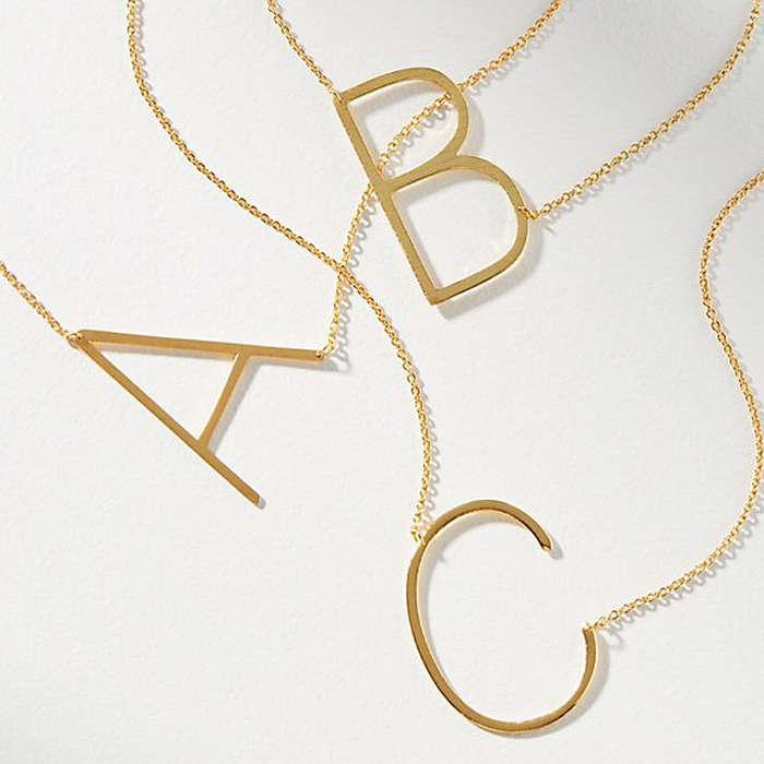 Anthropologie Block Letter Monogram Necklace