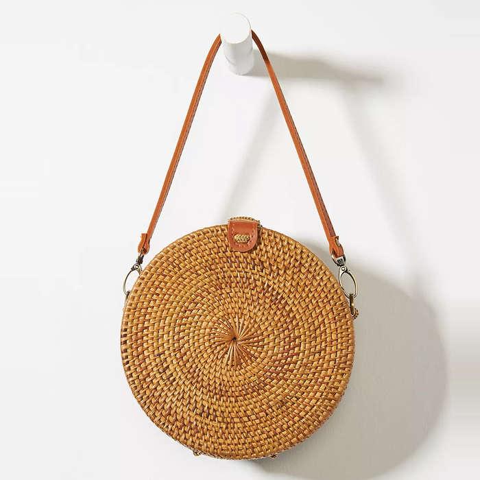 Anthropologie Lyra Rattan Crossbody Bag