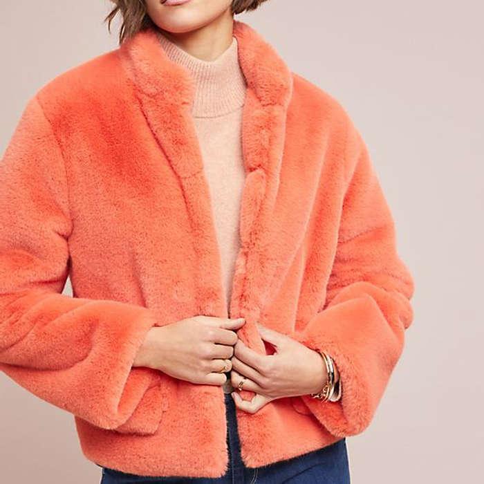 Anthropologie Mango Faux Fur Jacket