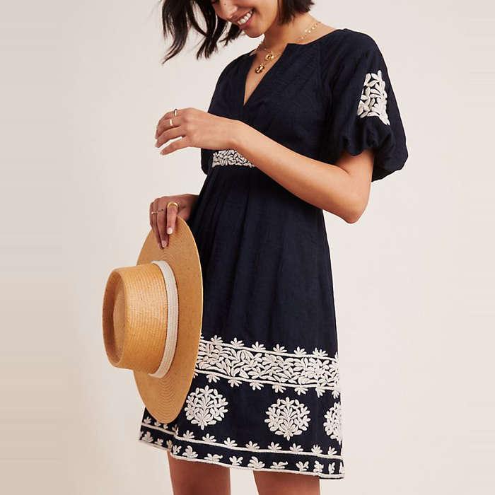 Anthropologie Orla Embroidered Mini Dress