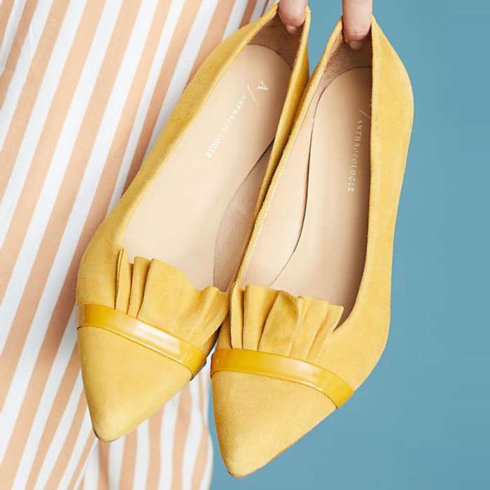 Anthropologie Ruffled Kitten Heels