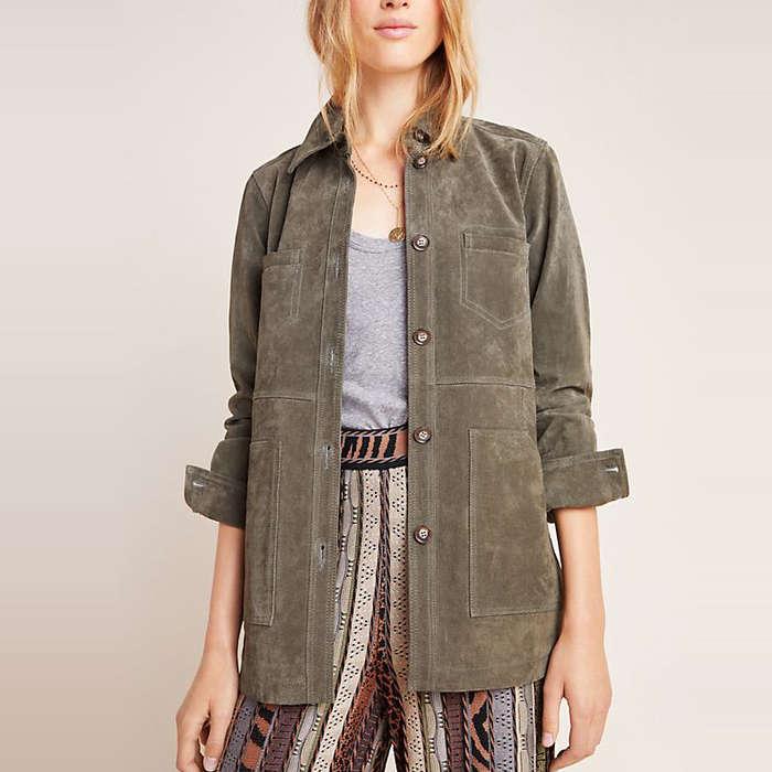 Anthropologie Suede Shirt Jacket