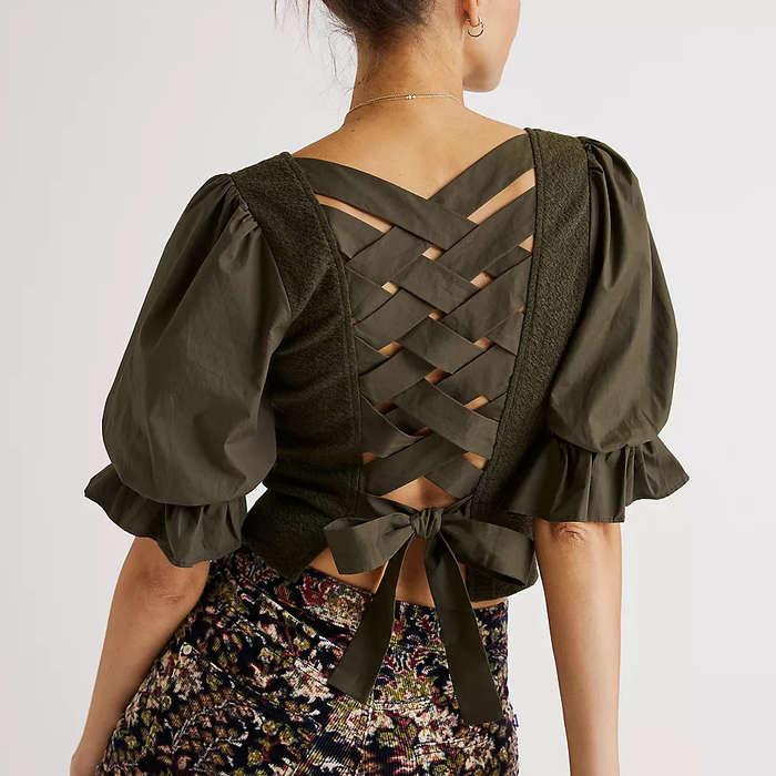 Anthropologie Tie-Back Corset Top