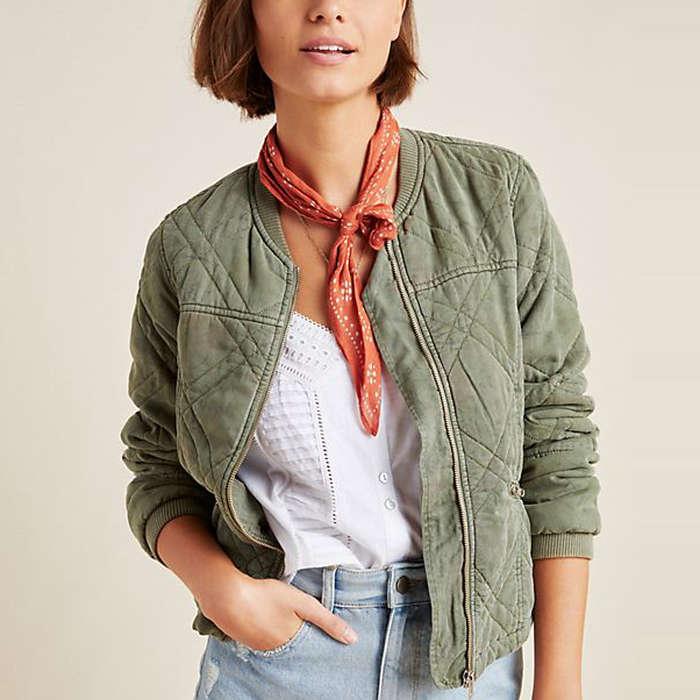 Anthropologie Valentina Quilted Bomber Jacket