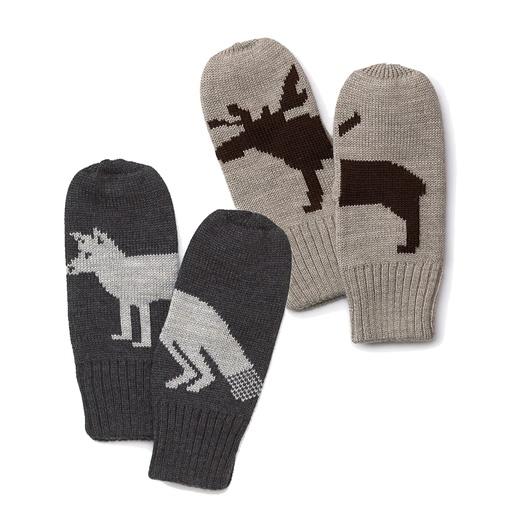 Aqua Fox and Moose Mittens