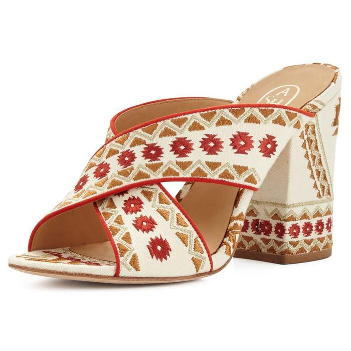 Ash Adel Embroidered Crisscross Mule Sandal