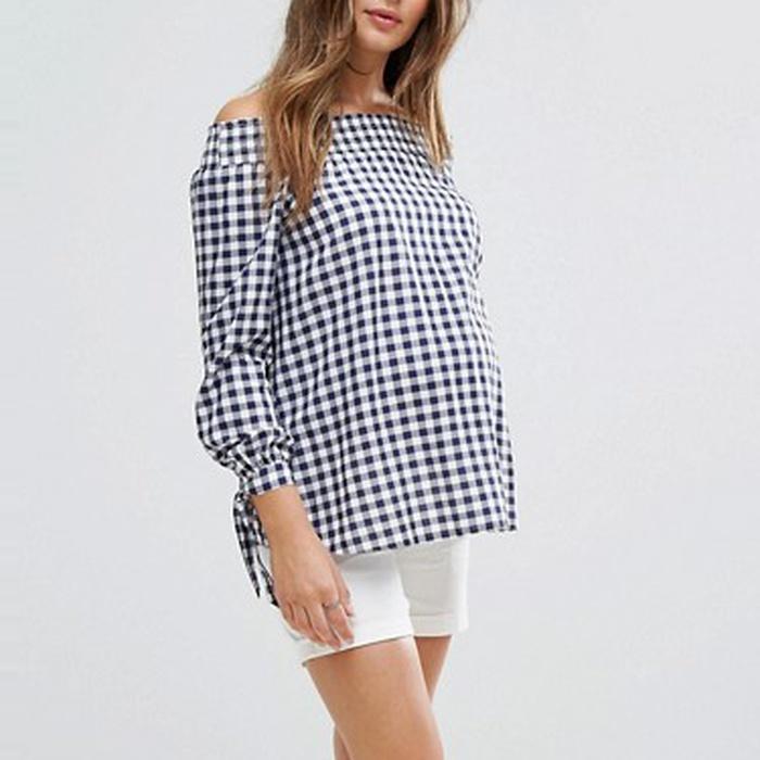 ASOS Maternity New Look Maternity Gingham Bardot Top