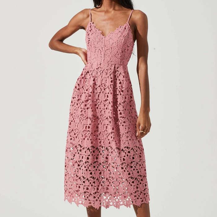 ASTR The Label Lace A Line Midi Dress