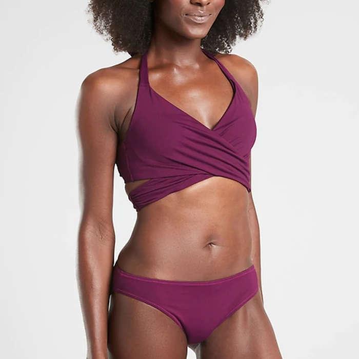 Athleta Bra Cup Wrap Halter Bikini Top And Clean Medium Bottom