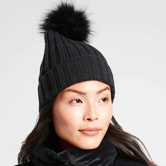 Athleta Ribbed Pom Beanie