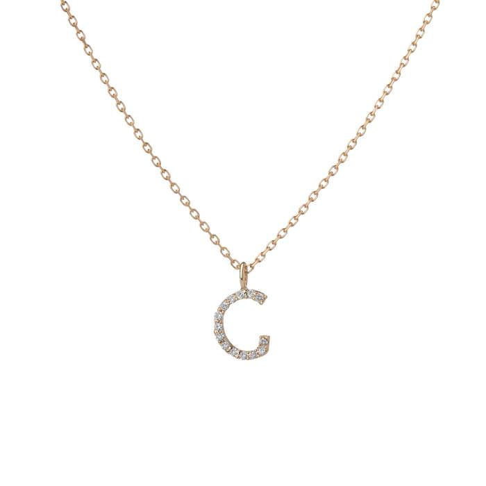 Aurate Mini Letter Charm Pendant With White Diamonds