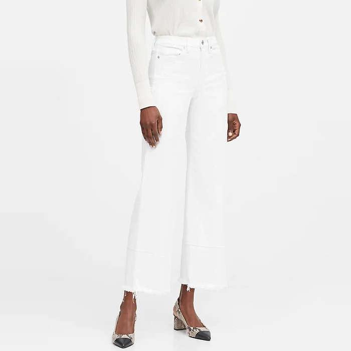 Banana Republic High-Rise Wide-Leg Cropped Jean In White