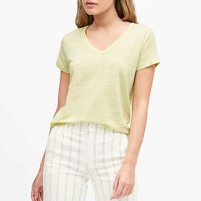 Banana Republic Linen V-Neck T-Shirt