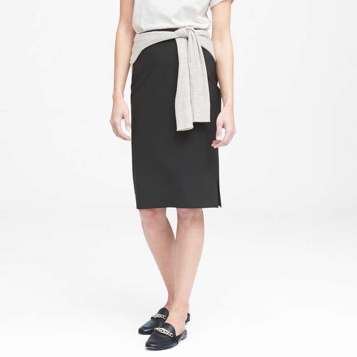 Banana Republic Machine-Washable Italian Wool Blend Pencil Skirt with Side Slit