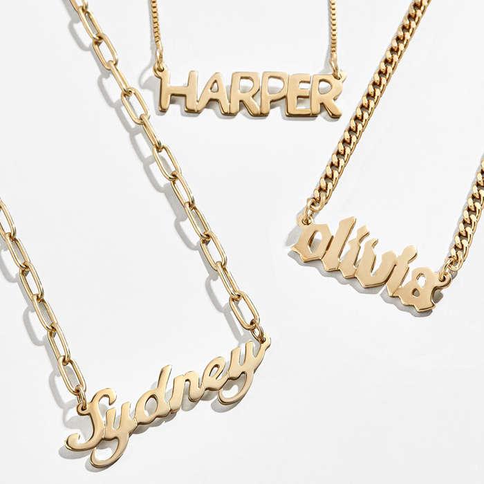 BaubleBar Custom 14k Gold Vermeil Nameplate Necklace