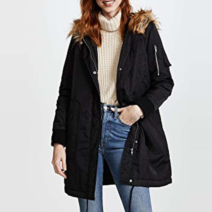 BB Dakota Hooded Anorak with Faux Fur Trim