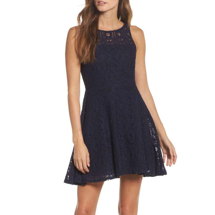 BB Dakota Renley Lace Fit & Flare Dress