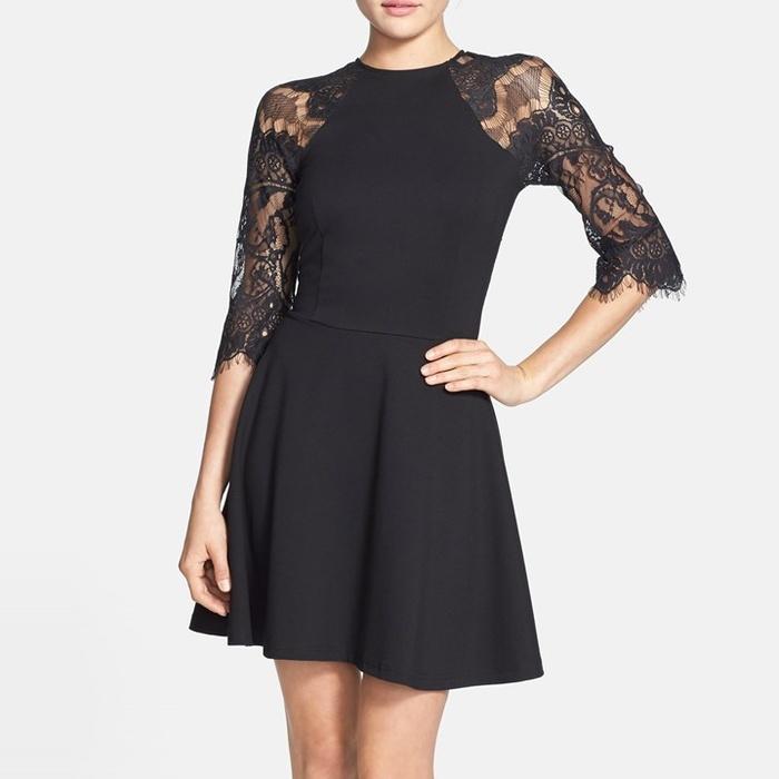 BB Dakota Yale Lace Panel Fit & Flare Dress