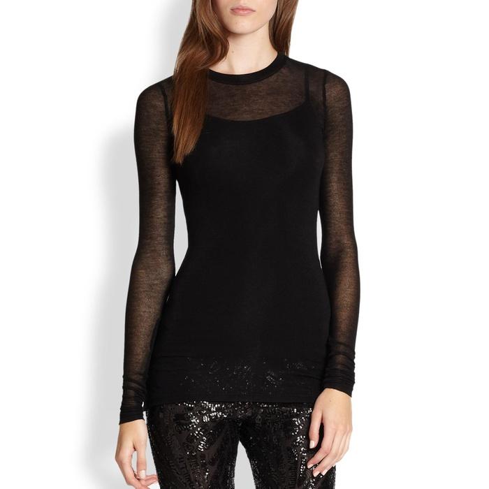 BCBGMAXAZRIA Agda Sheer Long-Sleeve Tee