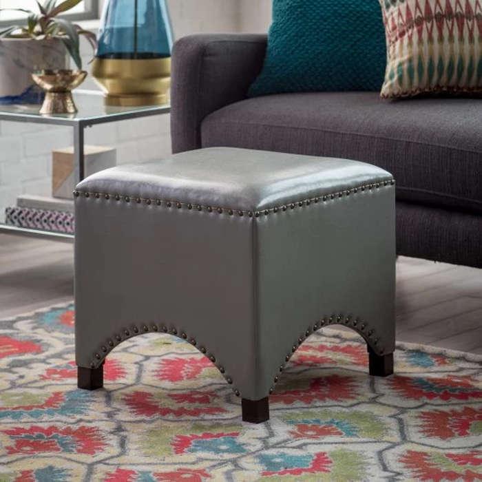 Belham Living Hutton Arched Cube Nailhead Ottoman