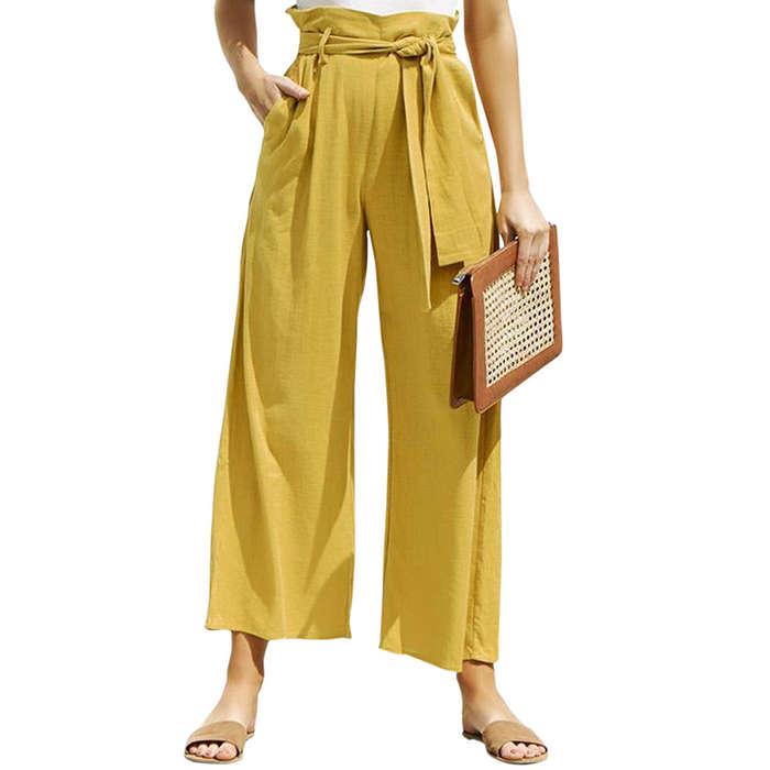 BerryGo Wide Leg Cropped Pants