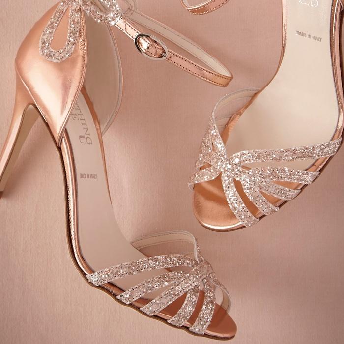 BHLDN Rose Gold Glittered Heels