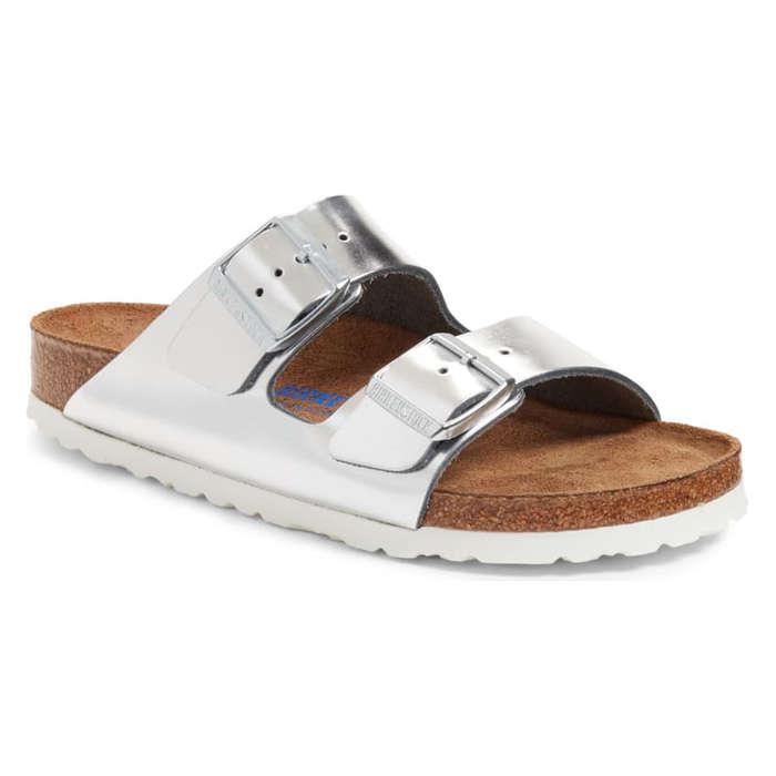 Birkenstock Arizona Soft Footbed Sandal In Metallic