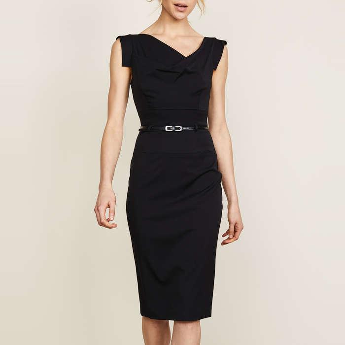 Black Halo Jackie O Belted Midi Dress