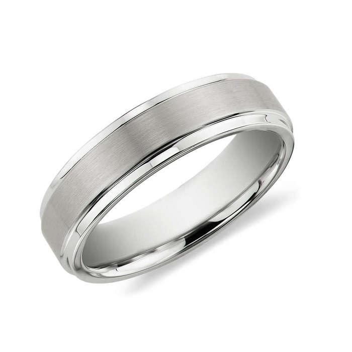 Blue Nile Brushed and Polished Comfort Fit Wedding Ring