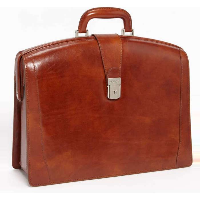 Bosca Triple Compartment Leather Briefcase