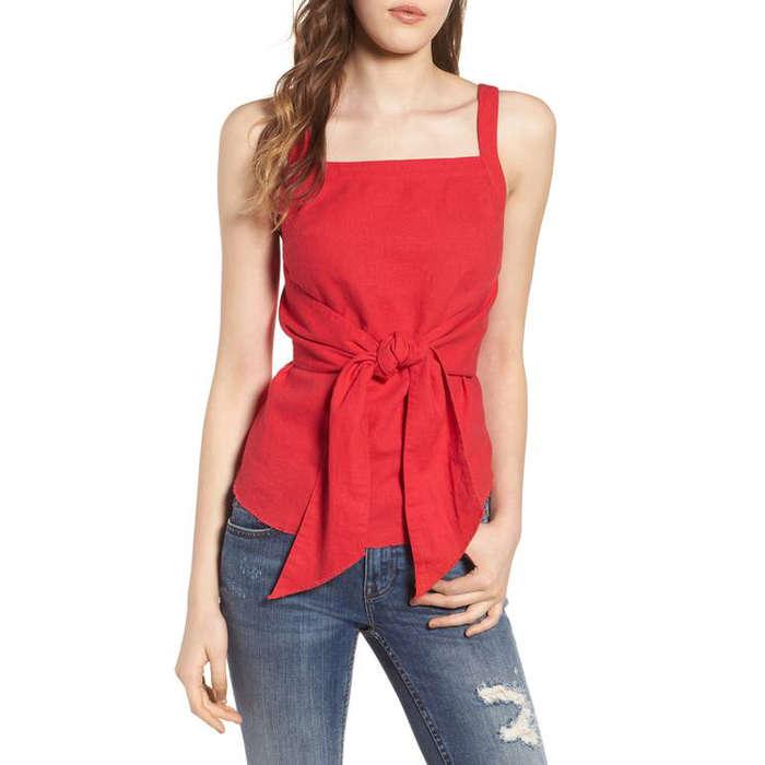 BP Tie Front Linen Blend Tank Top