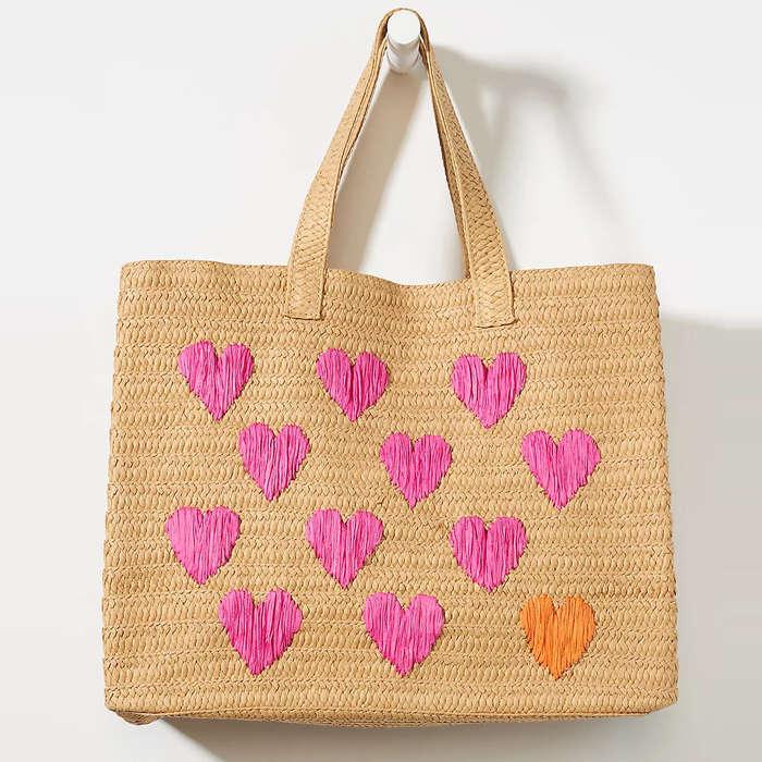 BTB Los Angeles Be Mine Straw Tote