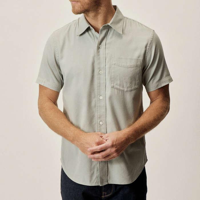 Buck Mason Draped Twill Short Sleeve One Pocket Shirt