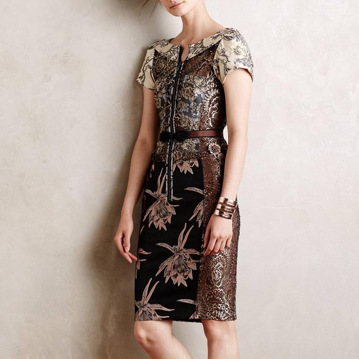 Byron Lars Embroidered Brocade Dress