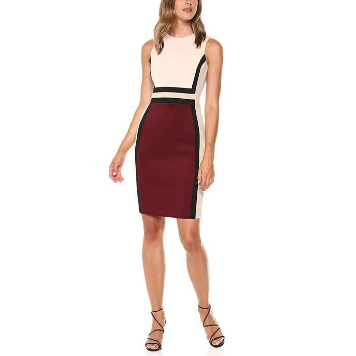 Calvin Klein Sleeveless Color Block Sheath Dress